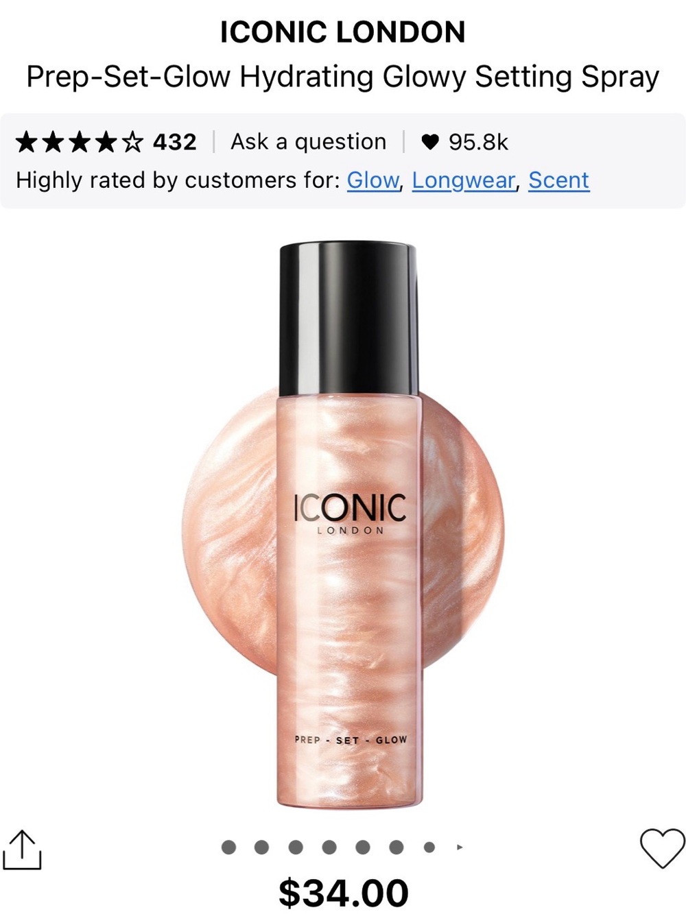 ICONIC London Prep-Set-Glow Hydrating Glowy Setting Spray — Rose Gold Shimmer